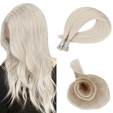 Fshine Handmade Virgin Hair Weft Solid Color White Blonde 100% Hair Sew In Weft Human Hair Bundles(#1000) - FShine Shop